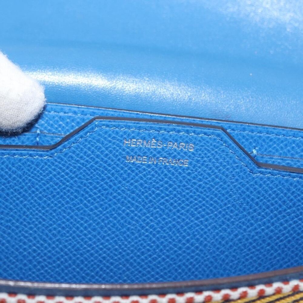 Hermes Leather Passant Long Sangrecaval Wallet Blue